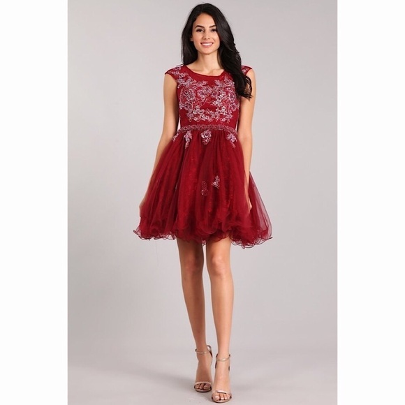 MY Fashion 1825 Burgundy Dress - Picture 2 of 8